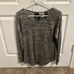 womens long sleeve blouse, free kisses, grey, black, medium, winter, fall